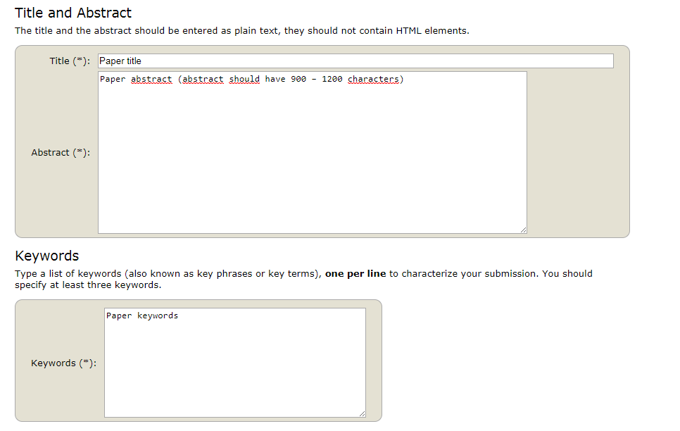 Title, Abstract, Keywords